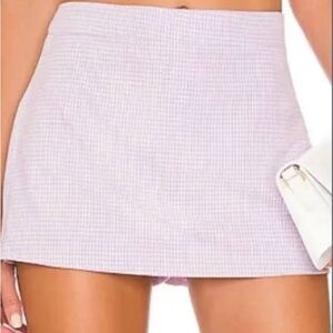 White and Purple Free People Gingham Skort